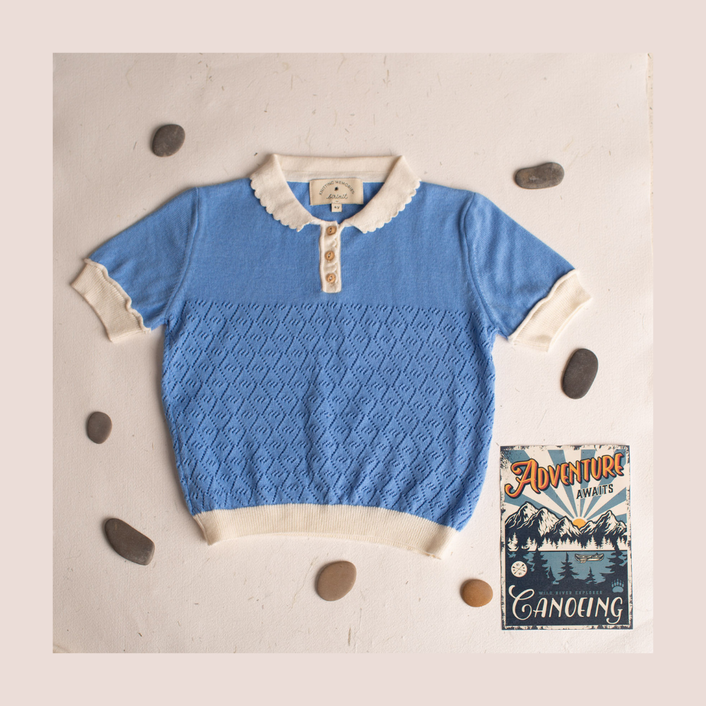 Birinit Petit Blue Short Sleeve Biri Sweater