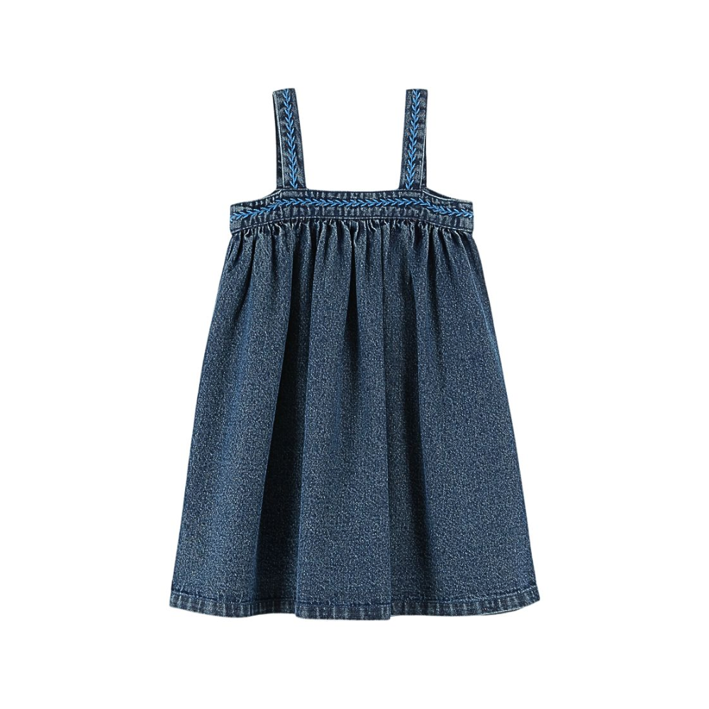 Emile et Ida Loose Dress with Straps, Denim 4Y