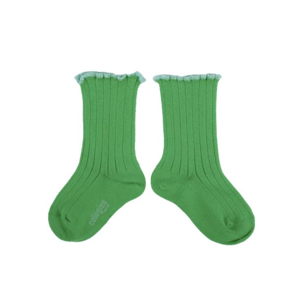 【Collegien】La Haute Ribbed Knee-high Socks - Vert Jackpot - main image 0