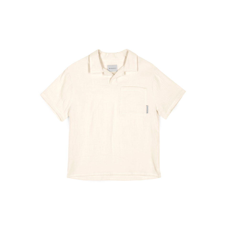 Mipounet Nicolo Muslin Polo Shirt, Ecru