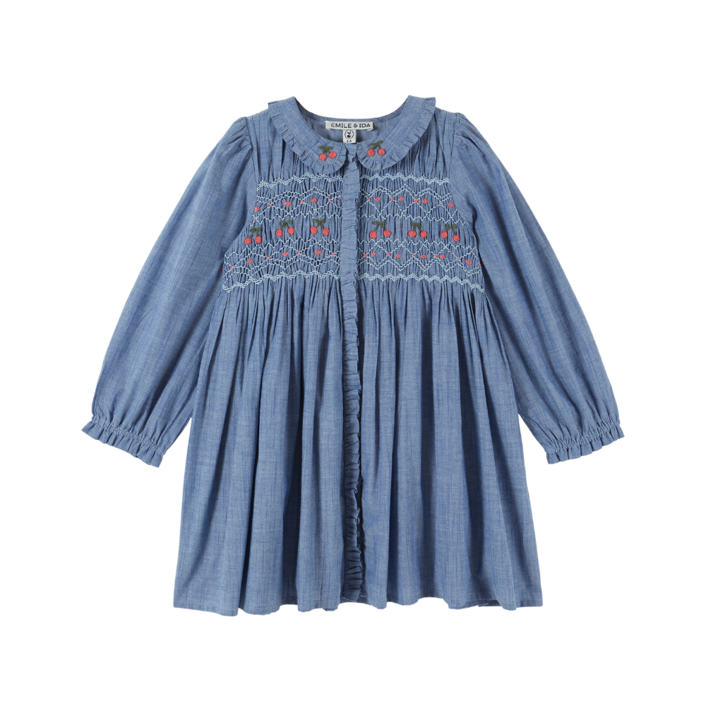 emile et ida denim dress Chambray Smocked by perfect for all Waist Size:50 brendab Black Backless Plunge V