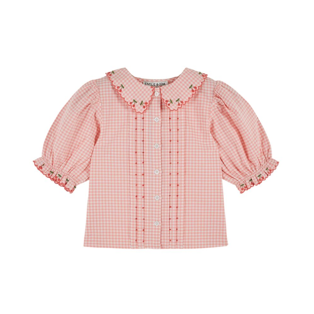Emile et Ida Embroidered Gingham Blouse, Vivi – Tinyapple