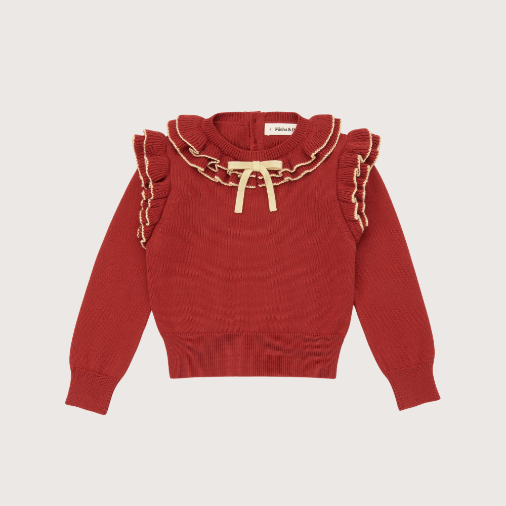 Misha & Puff Long Sleeve Cotswolds Ondine Top, Garnet