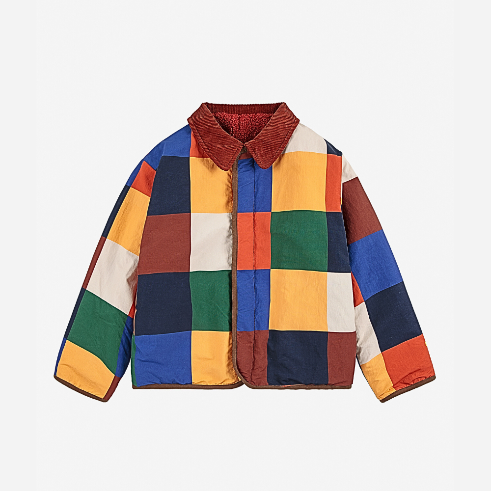 Bobo Choses Multicolor Tiles reversible sheepskin jacket