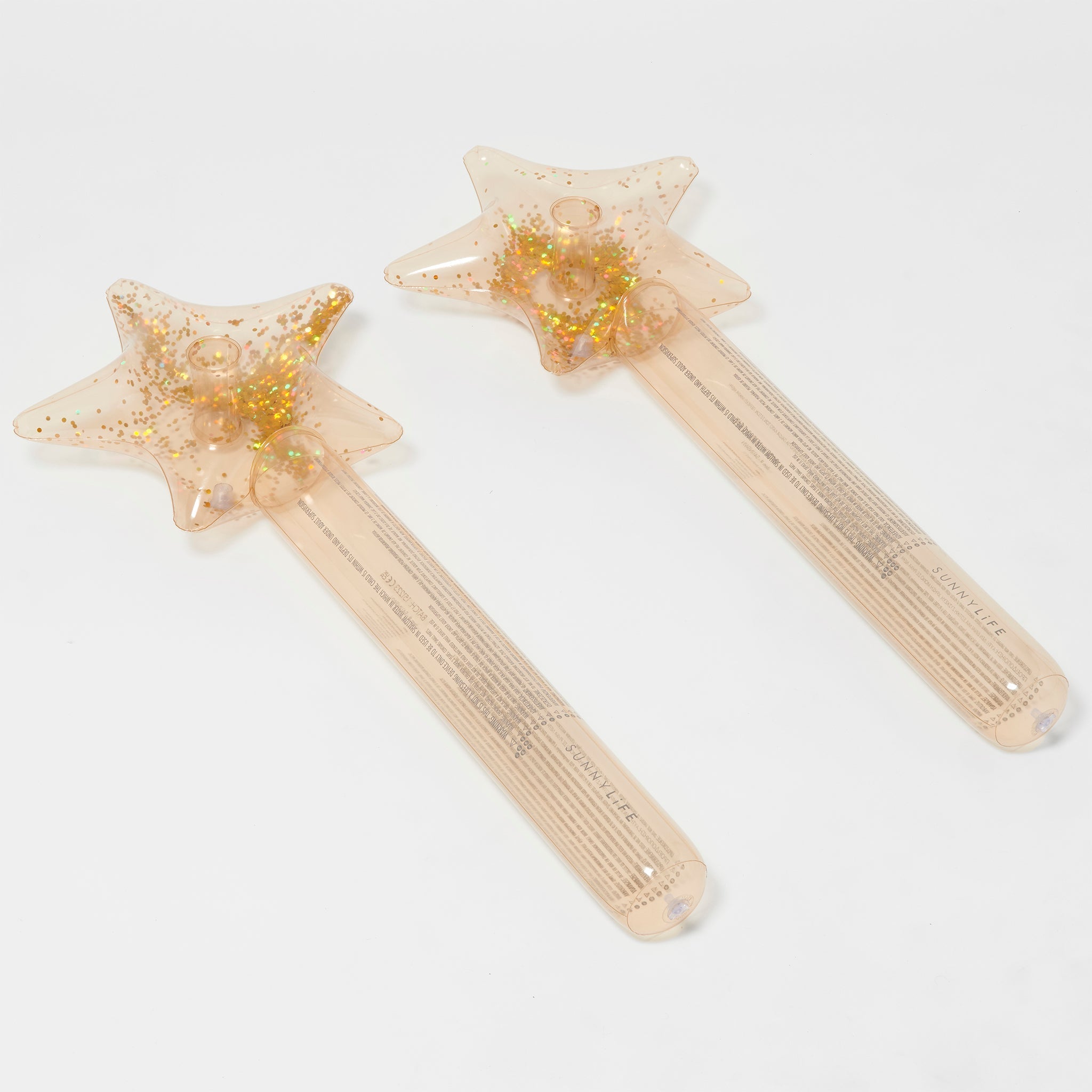 SUNNYLIFE Kids Inflatable Star Wand Princess Swan Gold Set of 2