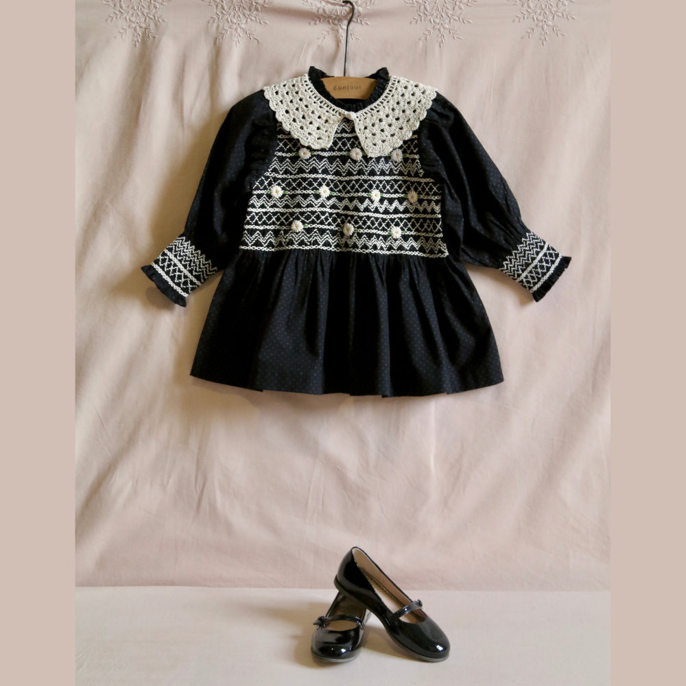 トップス Bonjour diary HANDSMOCK BLOUSE 6y Bonjour Diary Handsmock Blouse with Removable Crochet Collar