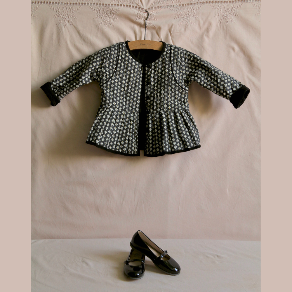 Bonjour Diary Reversible Quilted Jacket, Black baby cord