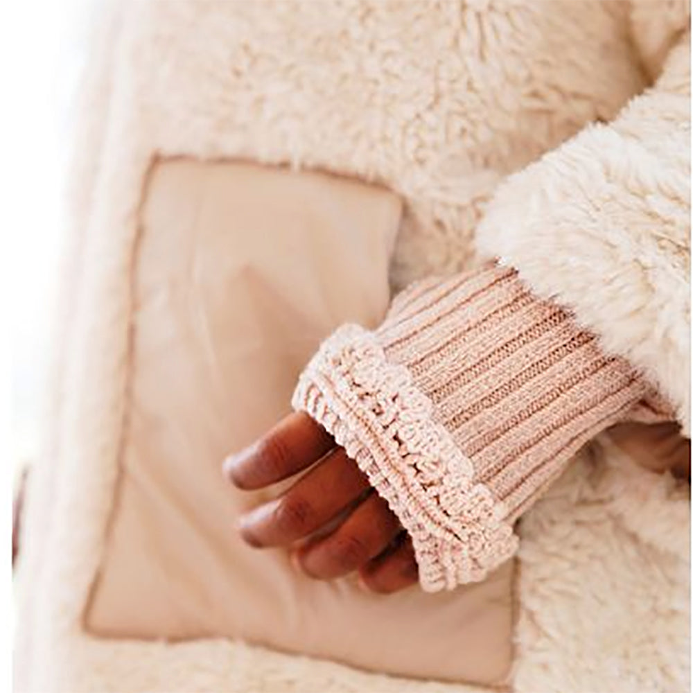 Order Collegien Mady Ribbed Merino Wool Mittens with Lace, Caramel au Beurre Sale