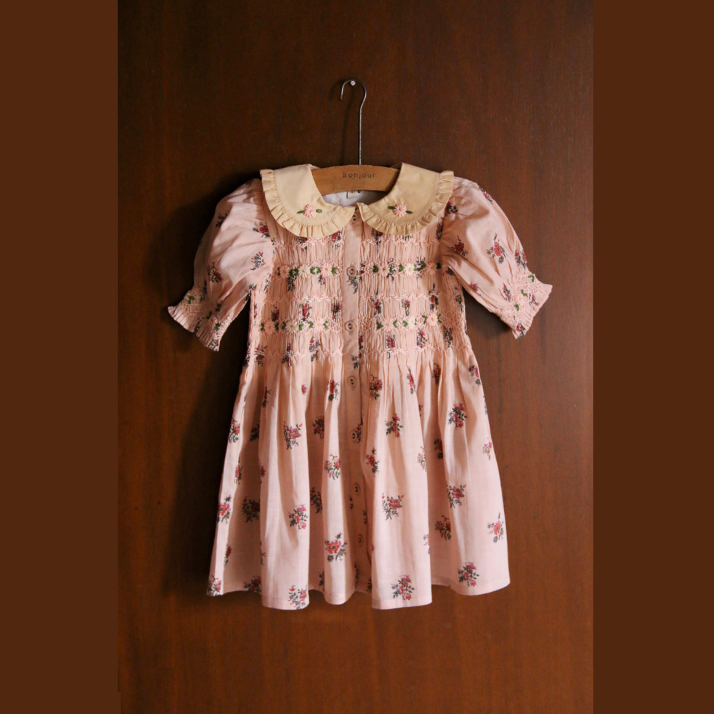 Bonjour Diary Princess dress, Pink garden flowers print cotton Bonjour Diary Princess dress, Pink garden flowers print cotton