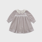 Louisiella Baby Branle Velvet Dress, Silver Gray