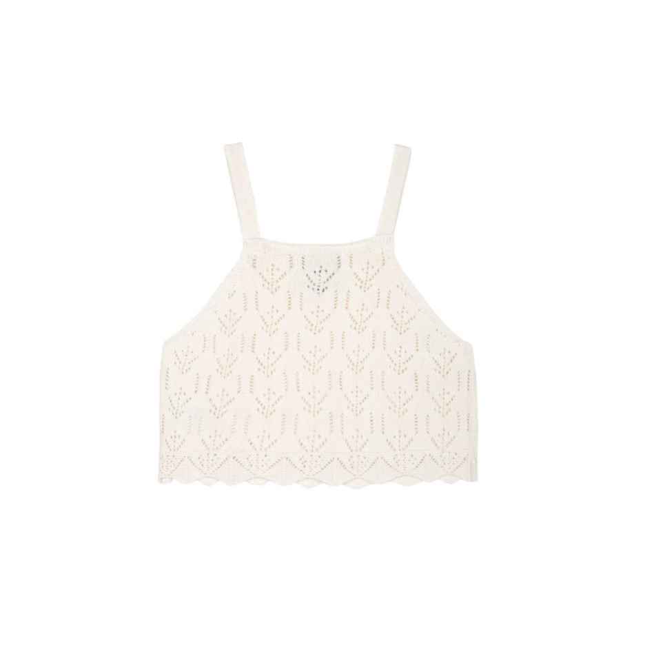 Mipounet Ines Cotton Openwork Top, Ecru