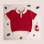 Birinit Petit Red Short Sleeve Biri Sweater