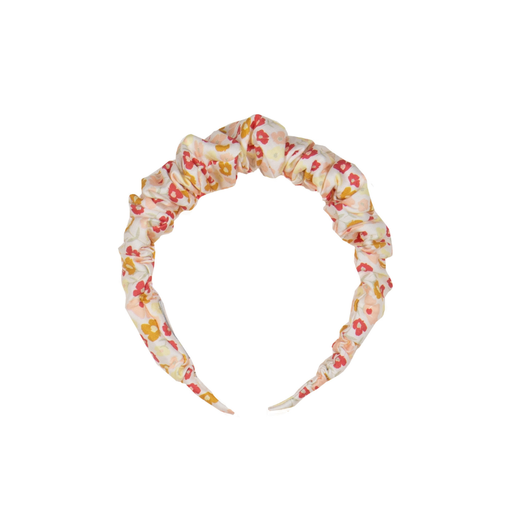 Mipounet Marie Ruched Satin Headband, Cream/Coral