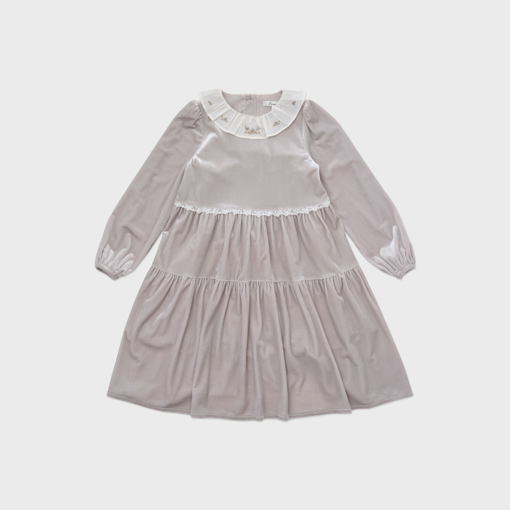 Louisiella Branle Velvet Dress, Silver Gray