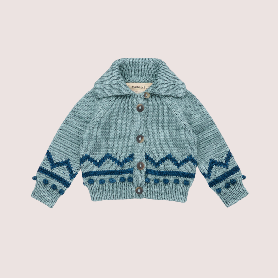 Misha & Puff Baby Zig Zag Cardigan, Slate – Tinyapple