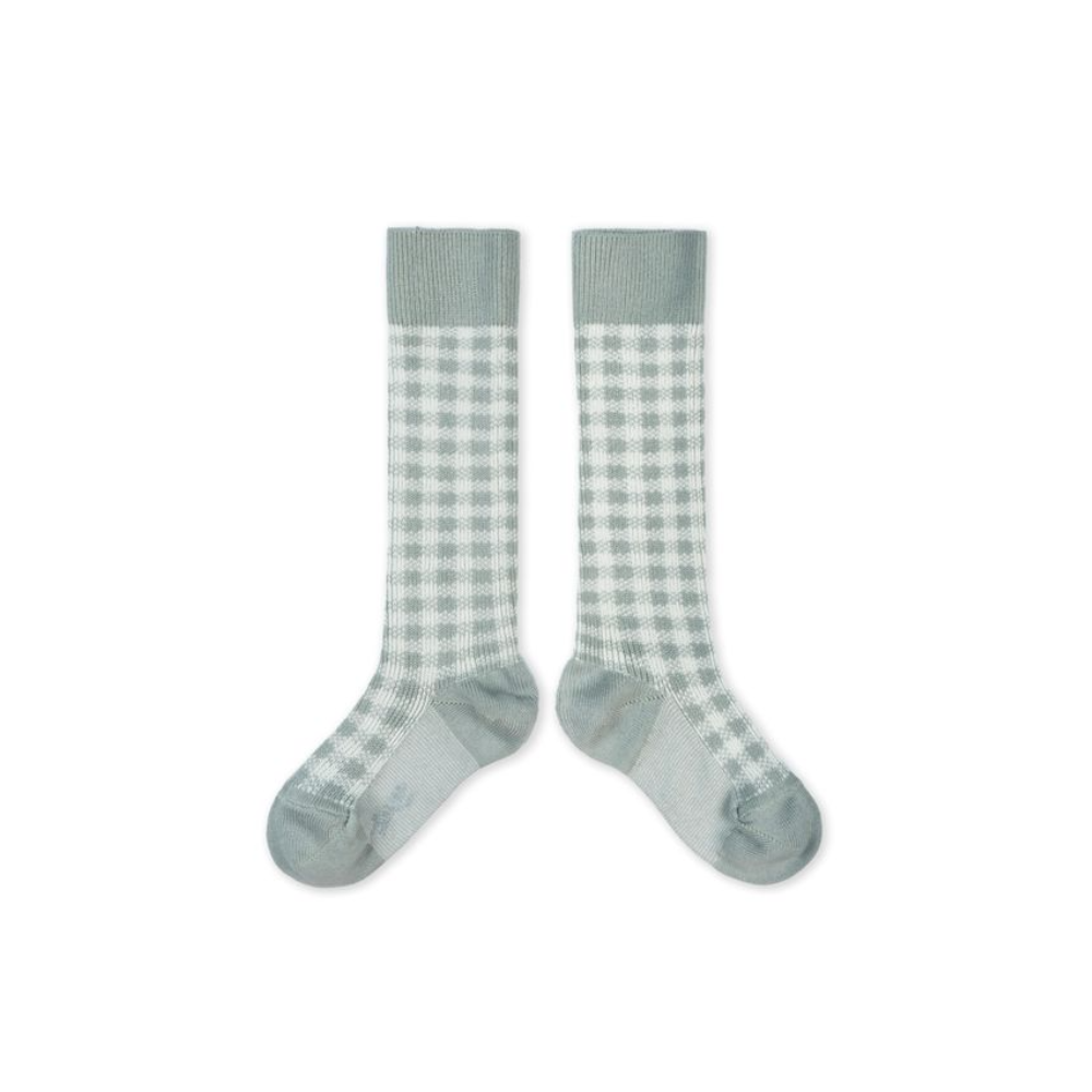 Collegien Claude Gingham Knee-high Socks, Aigue Marine