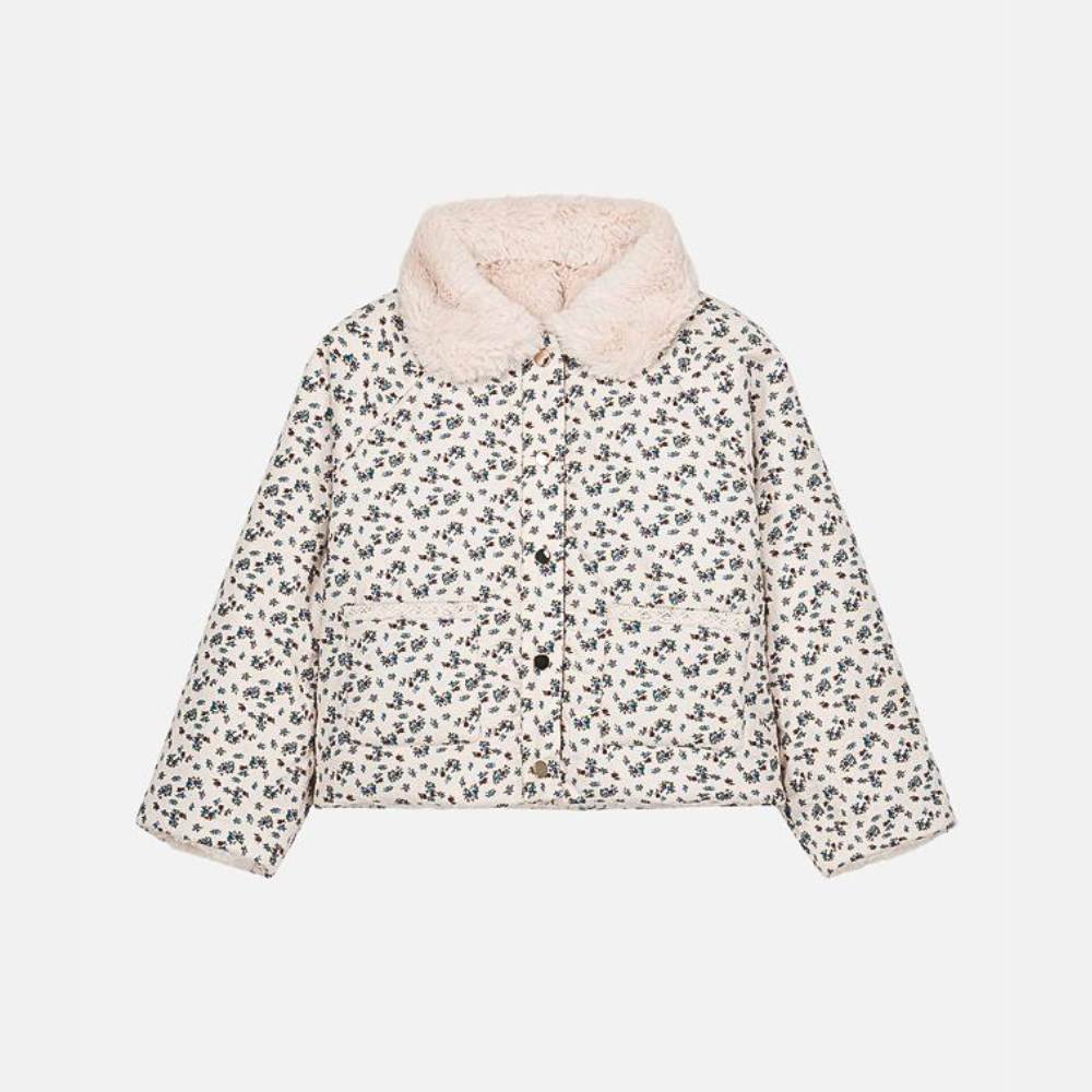 ルイーズミーシャ❁ Louise Misha フード付き花柄刺繍ファージャケット Floral quilted cotton coat in multicoloured - Louise Misha