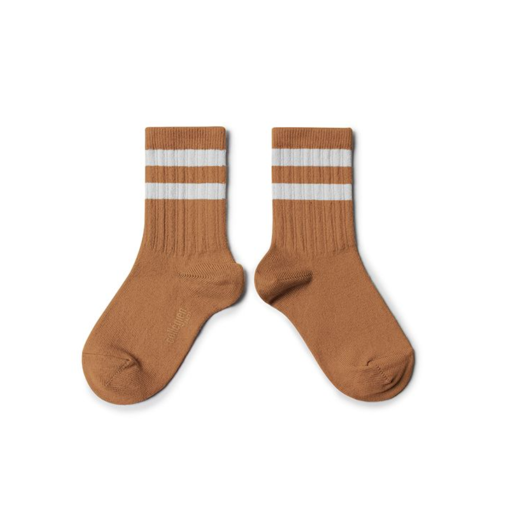 Collegien Nico Ribbed Varsity Crew Socks, Caramel