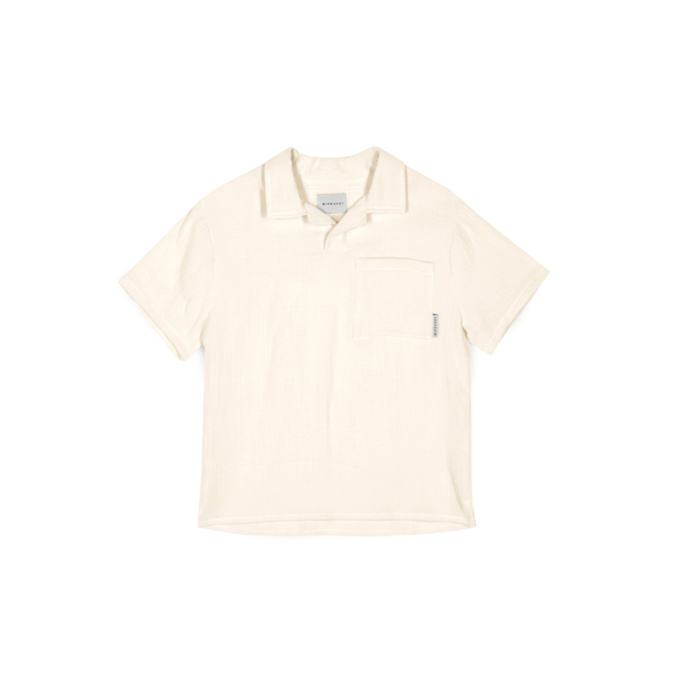 Mipounet Nicolo Muslin Polo Shirt, Ecru