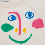 Bobo Choses Smiling Mask All Over Raglan Sleeves Cropped Sweatshirt, Off White Online