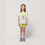 Bobo Choses Happy Mask T-shirt, Light Heather Grey for kids