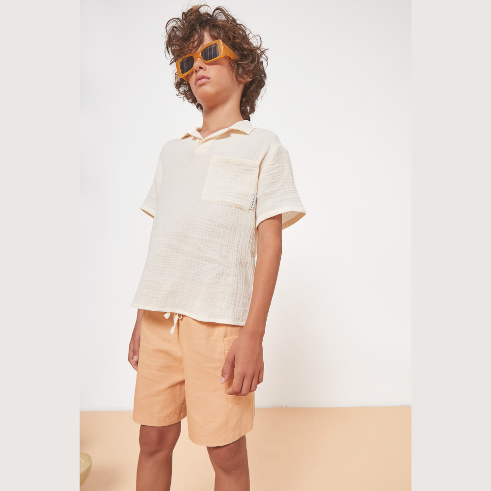 Buy Mipounet Nicolo Muslin Polo Shirt, Ecru