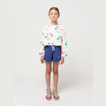 Bobo Choses Smiling Mask All Over Raglan Sleeves Cropped Sweatshirt, Off White for girls