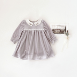 Get Louisiella Baby Branle Velvet Dress, Silver Gray 