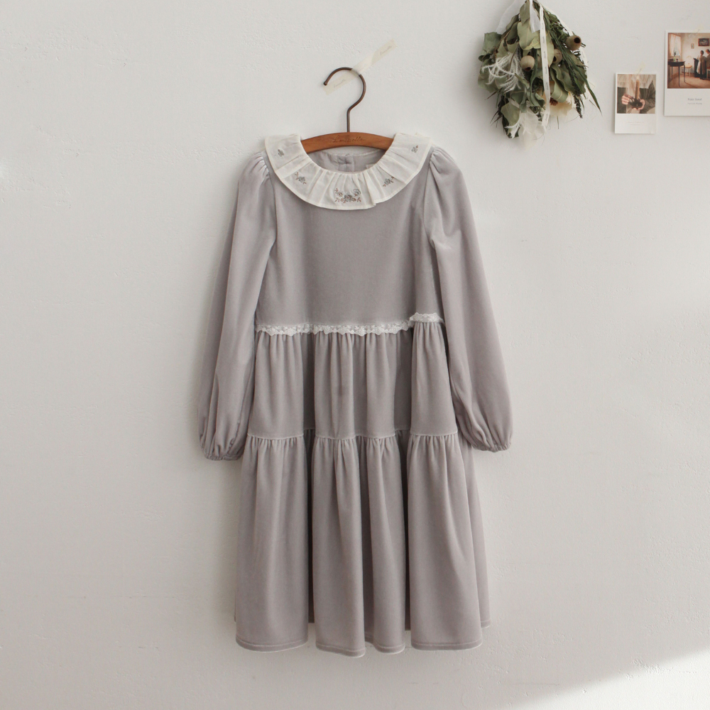 Louisiella Branle Velvet Dress, Silver Gray Online