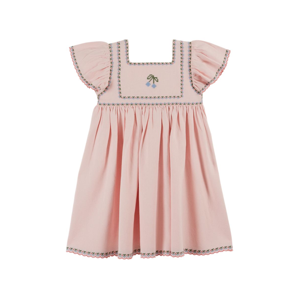 emile et ida brown vintage embroidered dress Canvas Dress, Macaron 10Y Color:AZURE BLOOM made in India Bubblegum Pink ALL THE RAGE -