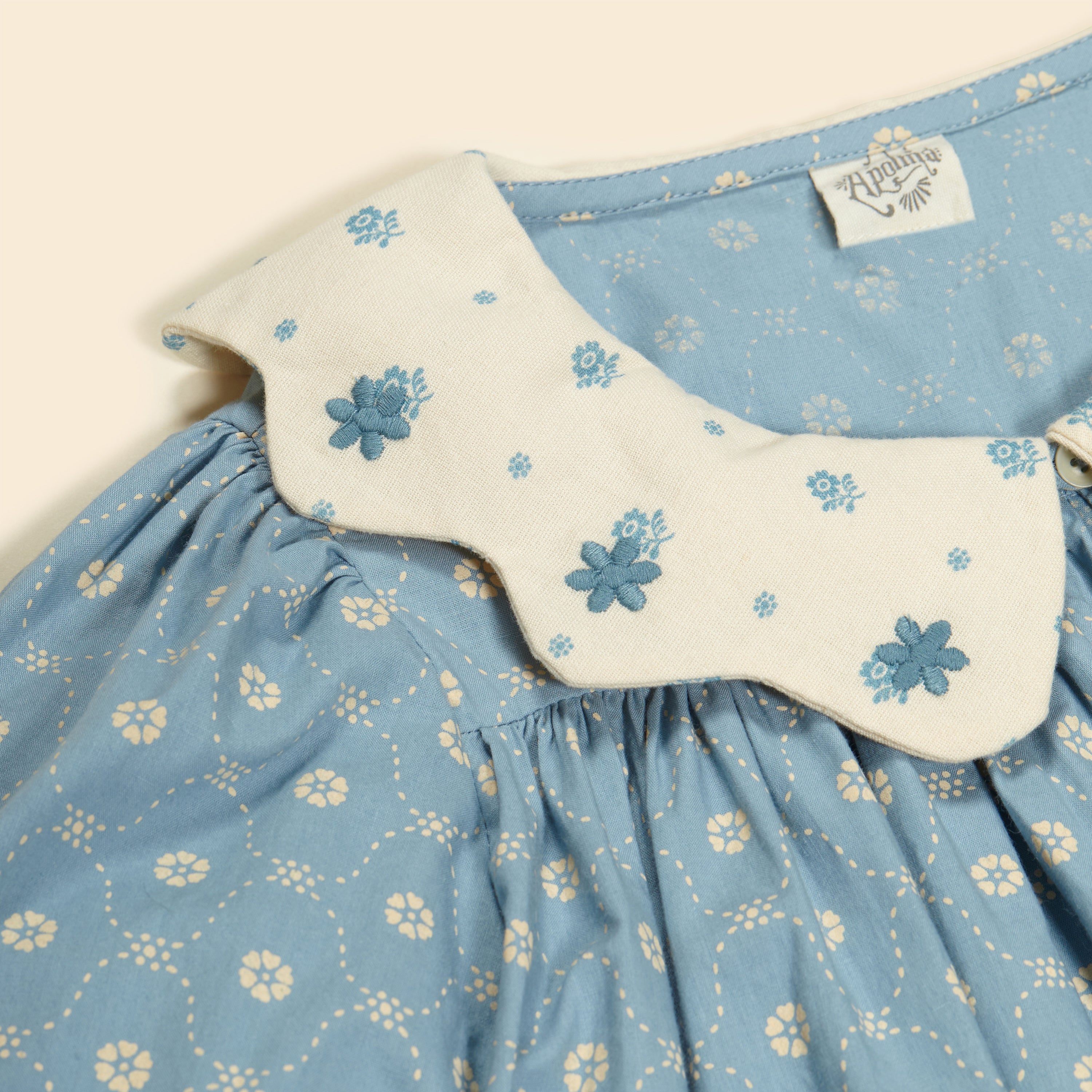 Apolina Esther Dress, Quilt Calico Blue Pebble – Tinyapple