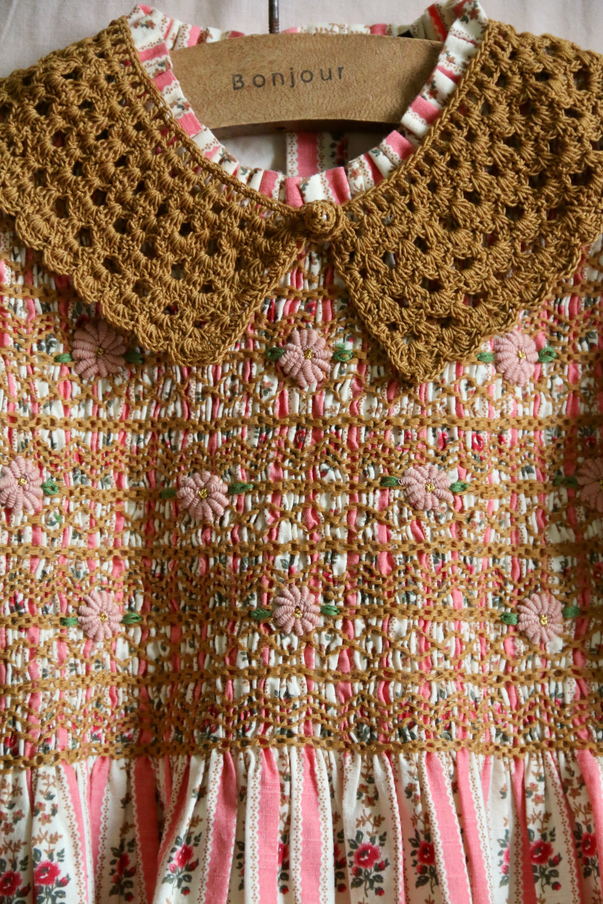 Bonjour Diary Handsmock Blouse with Crochet Collar, Tapestry