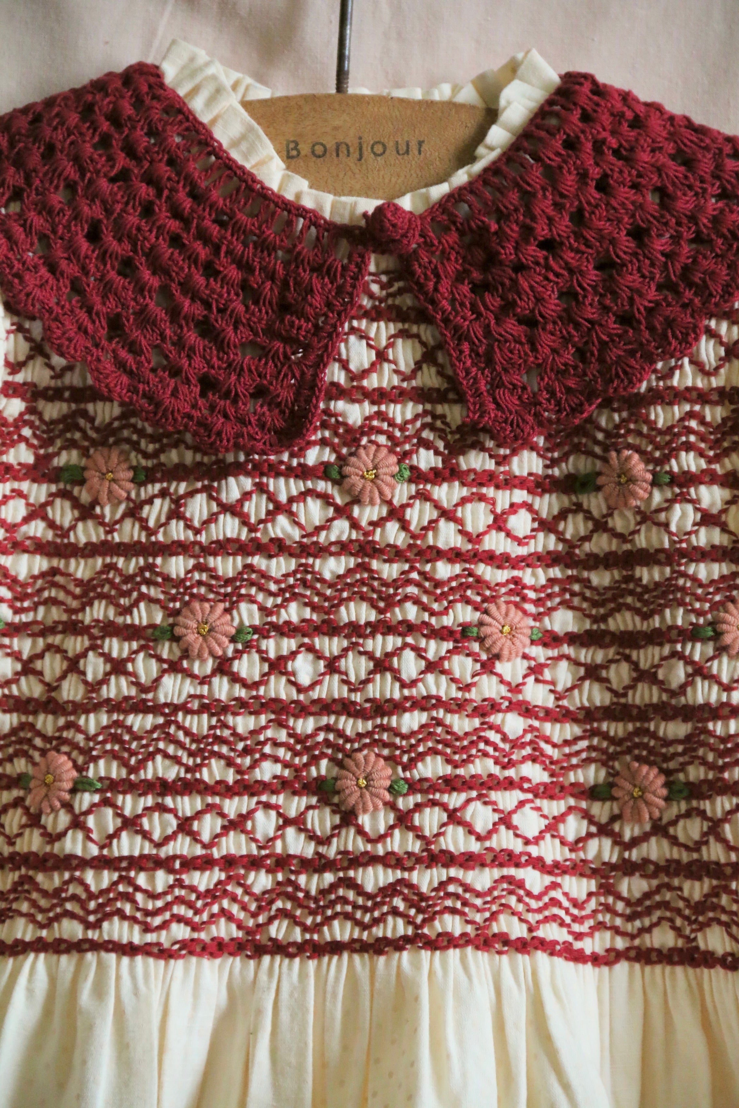 Bonjour Diary Handsmock Blouse with Removable Crochet Collar