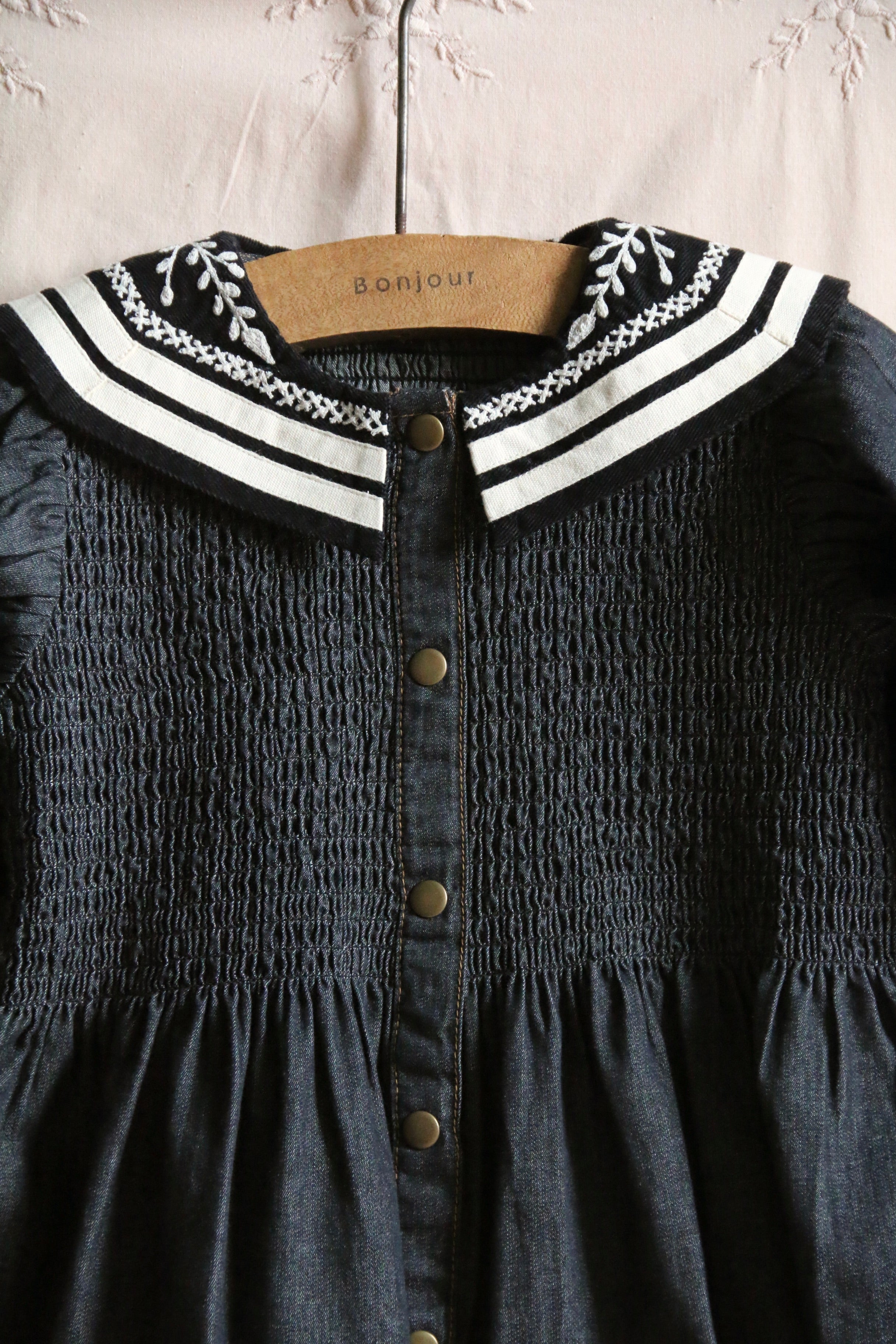 Bonjour Diary Tunique with Sailor Collar, Black denim