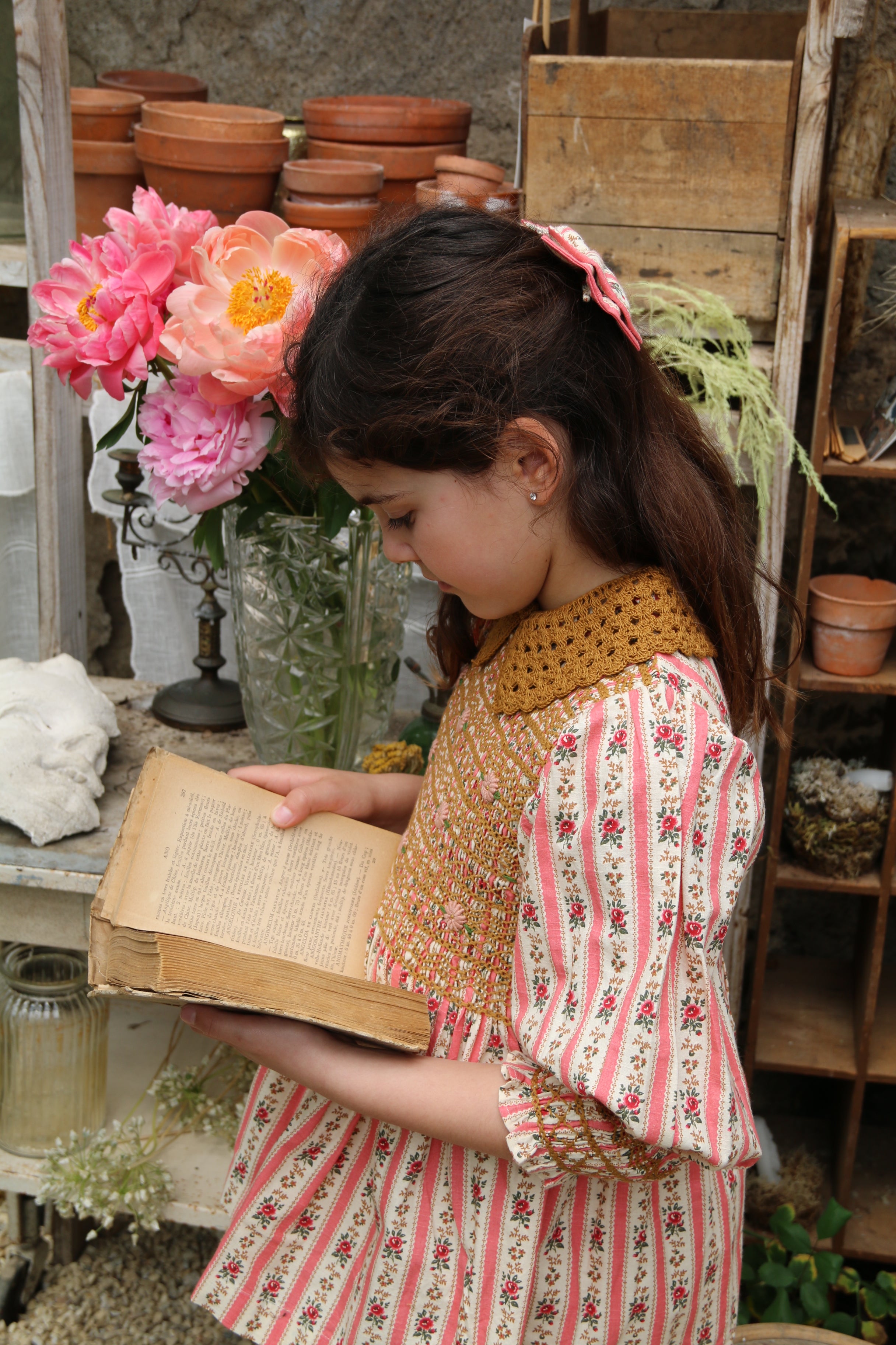 トップス Bonjour diary handsmock blouse 8y Bonjour Diary Handsmock Blouse with Removable Crochet Collar
