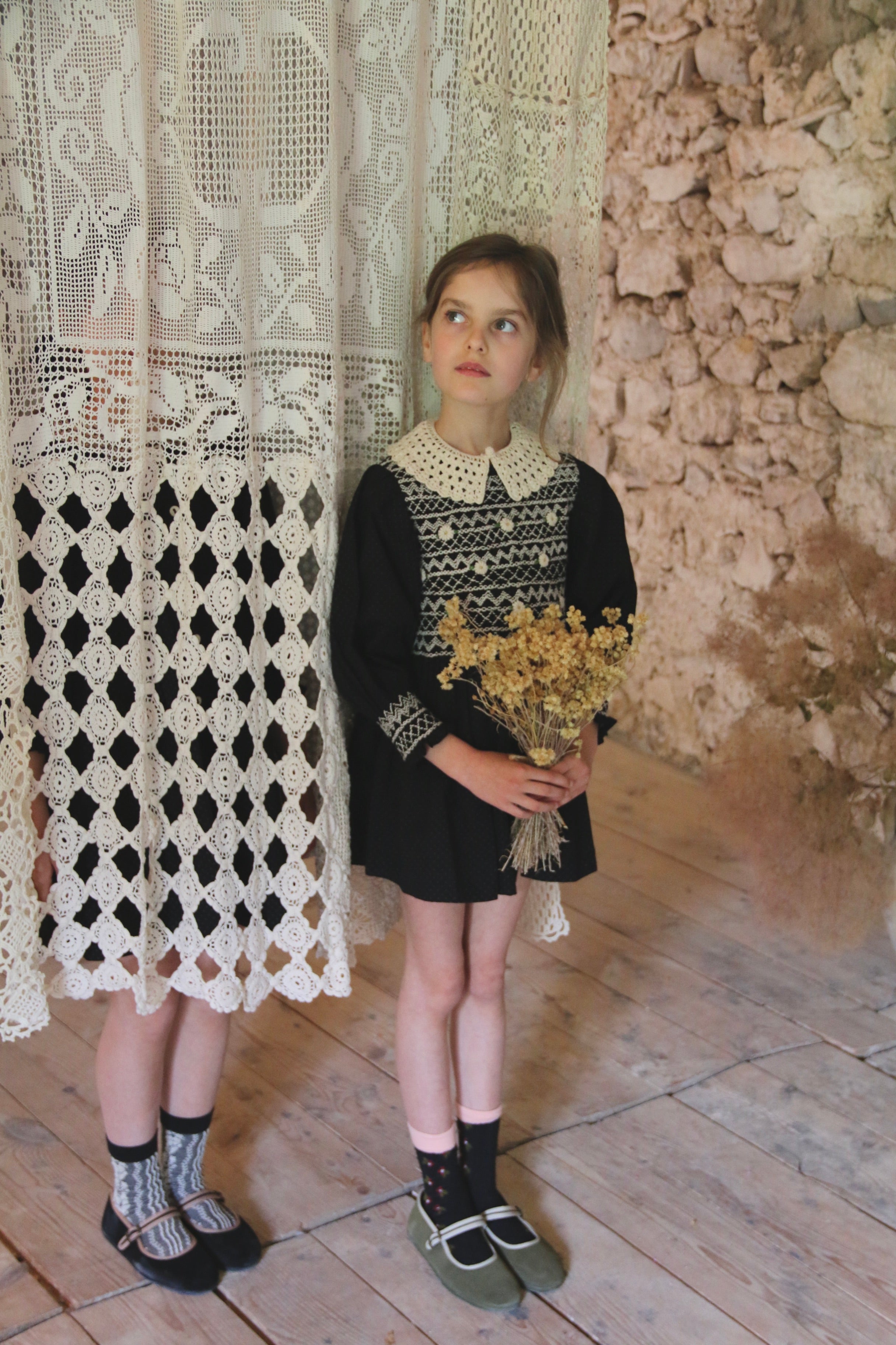 トップス Bonjour diary HANDSMOCK BLOUSE 6y Bonjour Diary Handsmock Blouse with Removable Crochet Collar