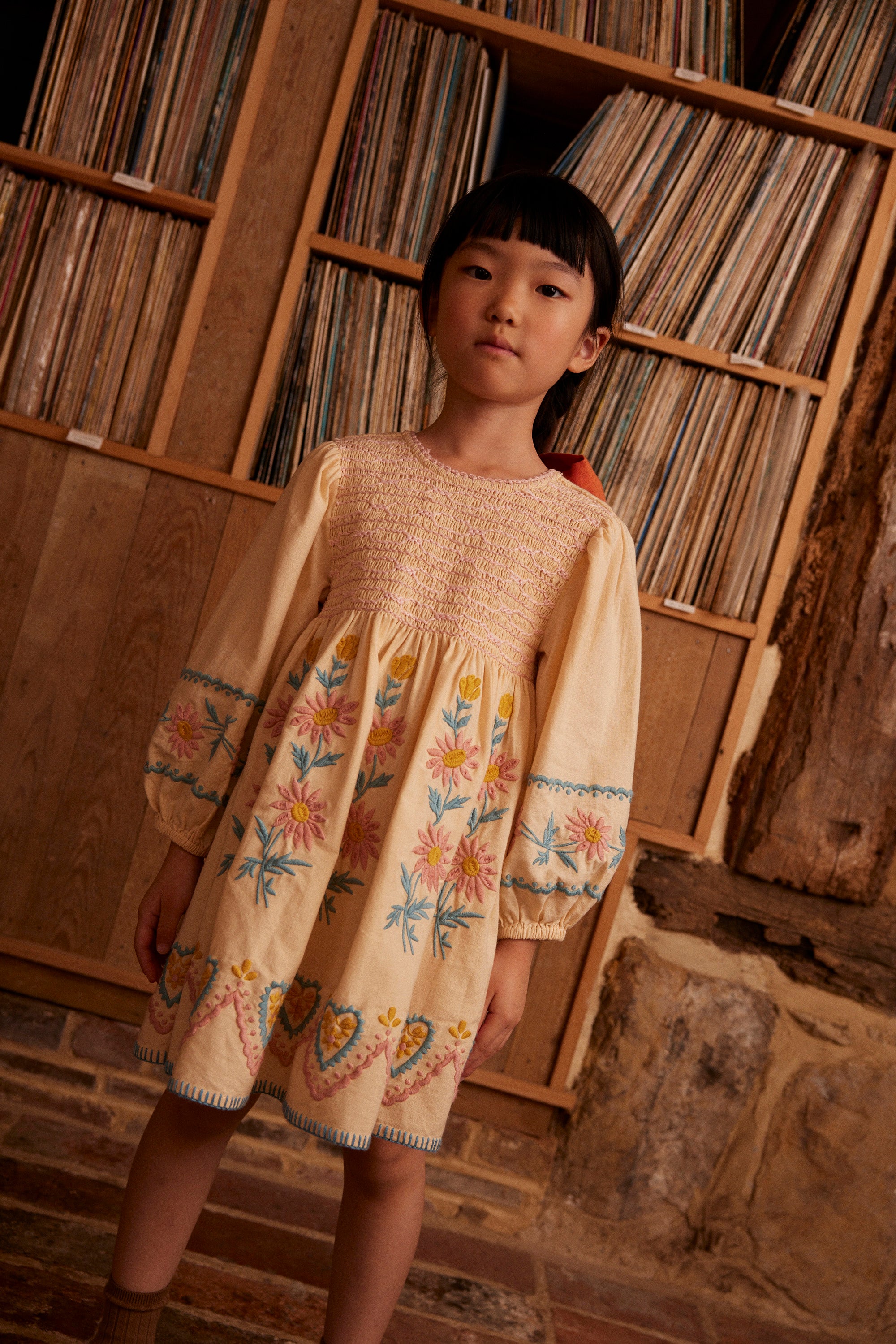 apolina 5-7y Penny Smock Dress - Cashew Apolina Penny Smock