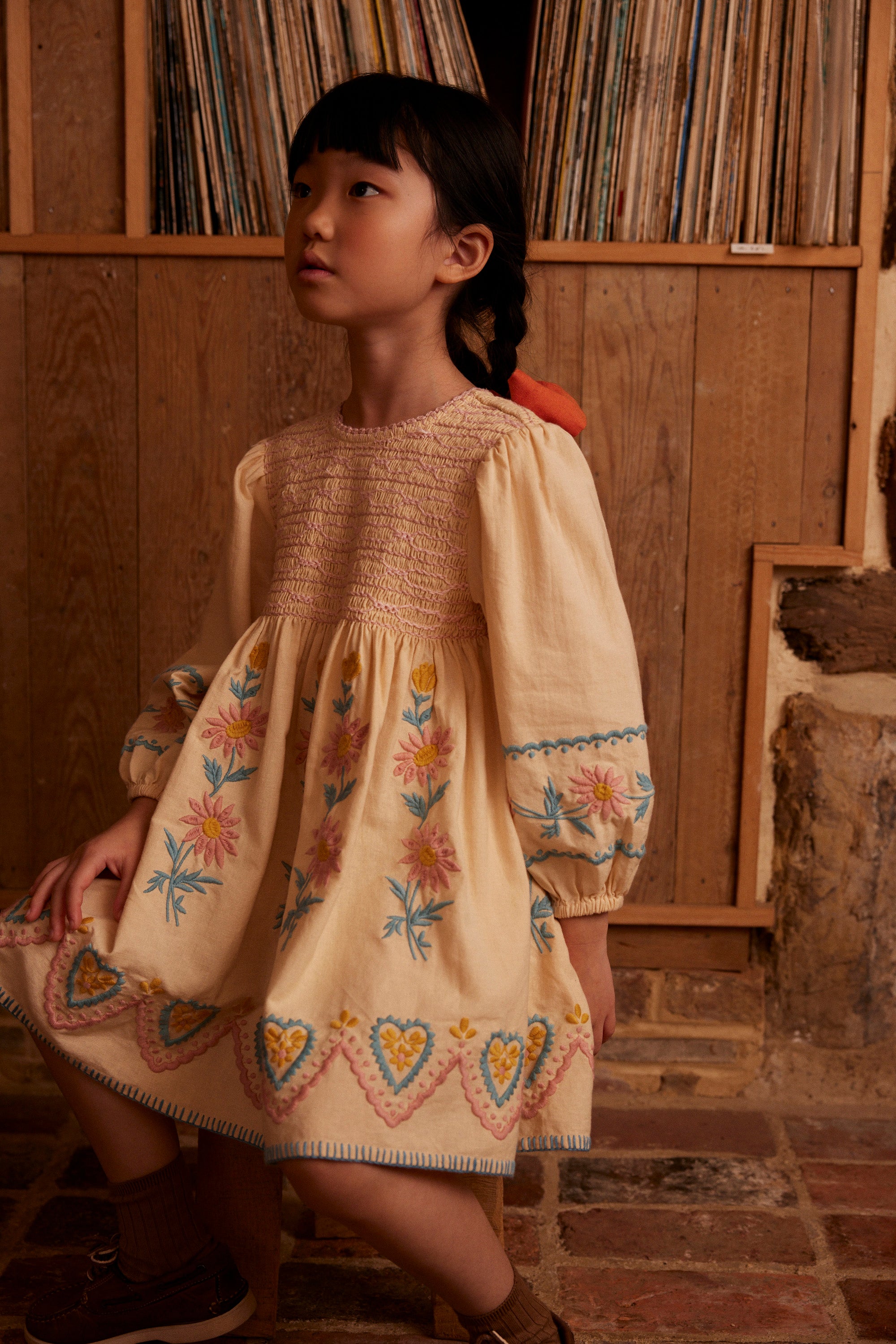 Apolina☆Penny Smock Dress-Cashew☆5-7y Cotton woven embroidered dress vintage inspired child. – Apolina