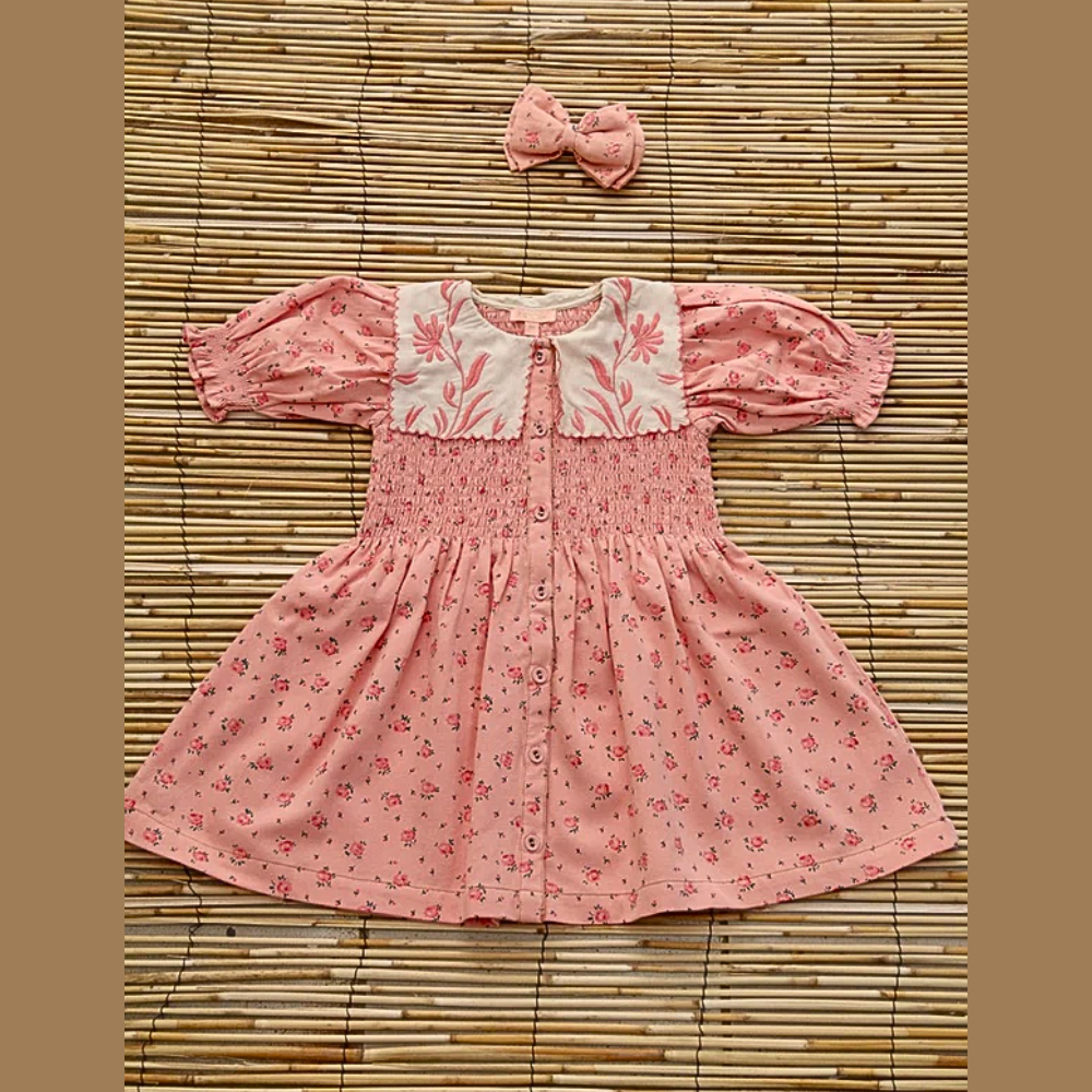 Bonjour diary☆Blue denim tunic Kids Bonjour Tunique top - Blue Denim Flower | Garmentory