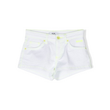 Shop MSGM Contrast Stitching Denim Shorts, White - Tinyapple