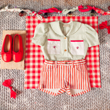 Shop Birinit Petit Red Stripe Denim Short - Tinyapple