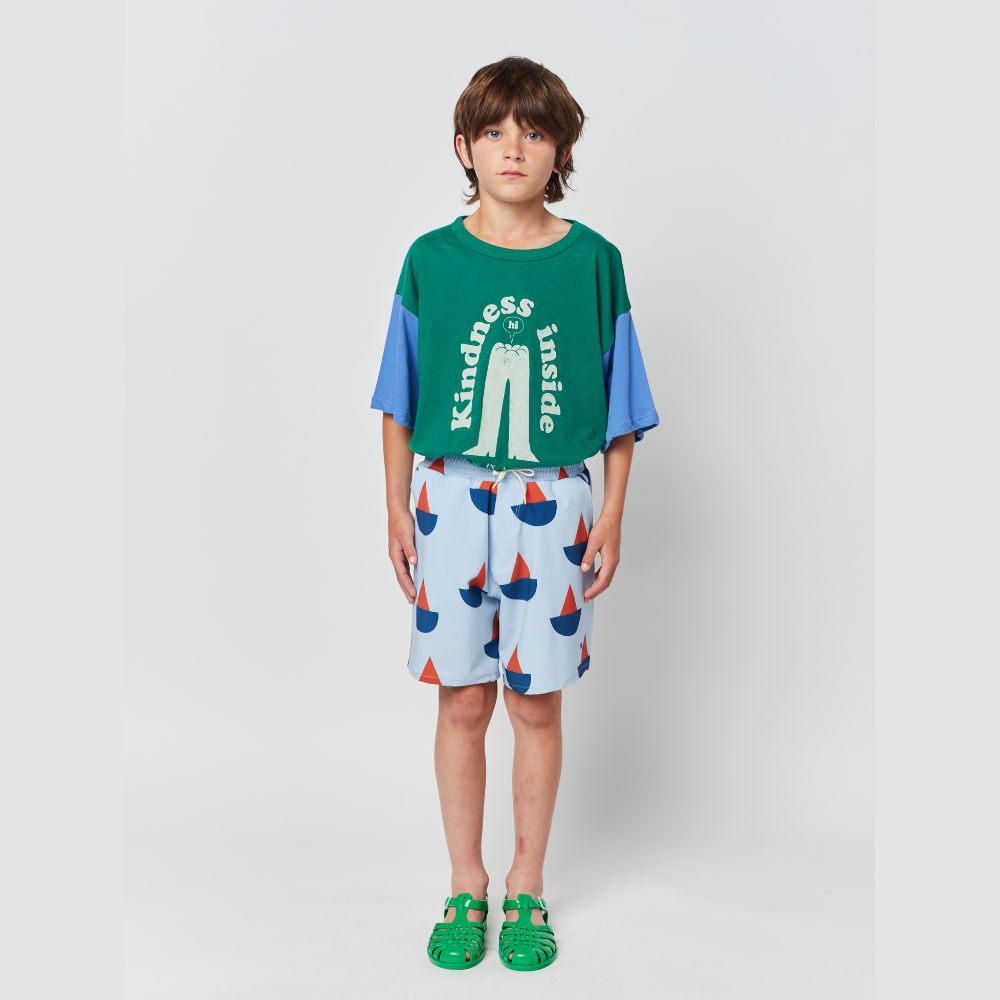 Shop Bobo Choses Sail Boat all over swim bermuda shorts