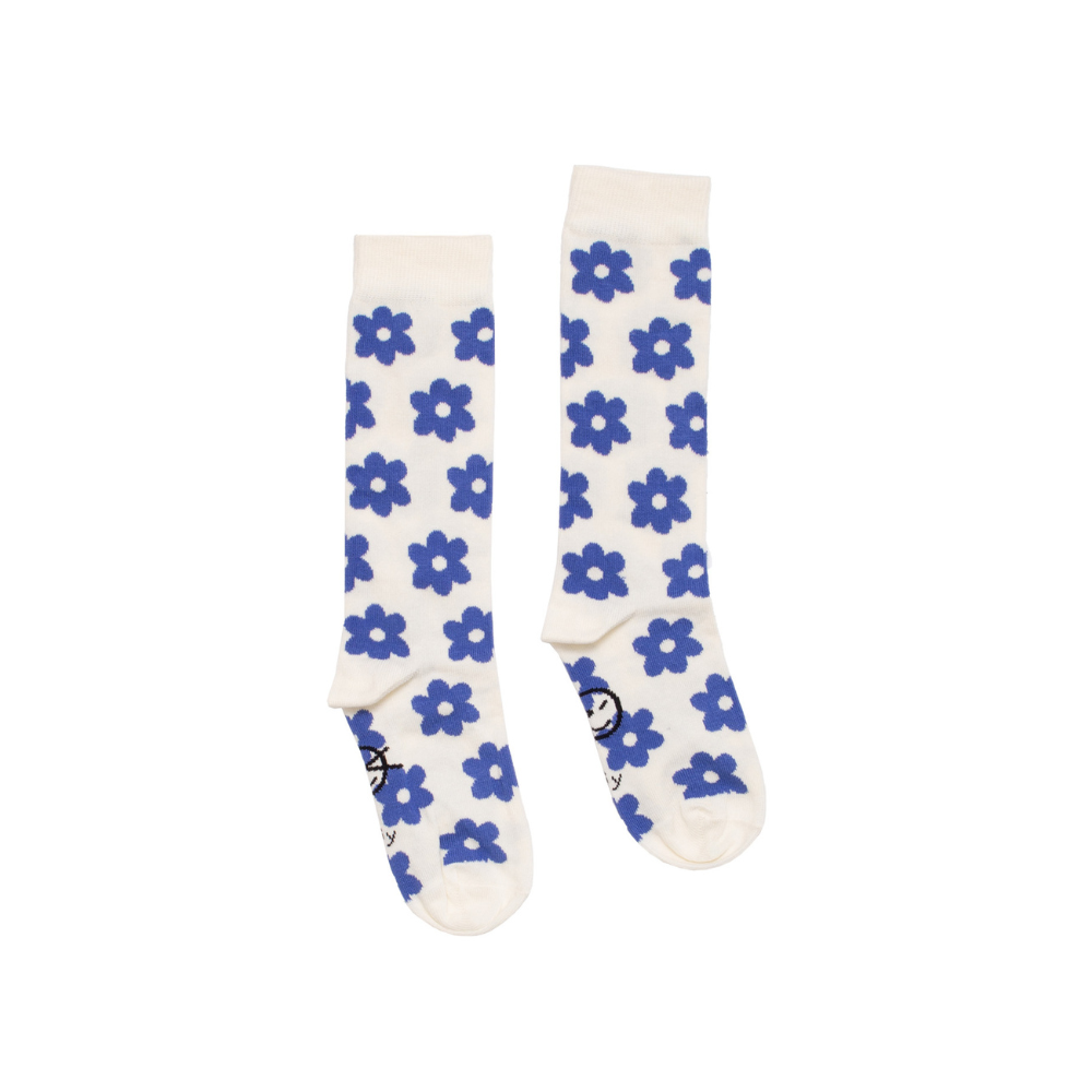 Get Wynken Flower Sock Chalk Basket Blue- Tinyapple