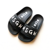 Shop MSGM Logo Print Slide Sandals, Black/Black - Tinyapple