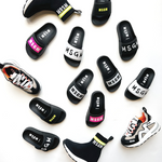 Shop MSGM Logo Print Slide Sandals, Black/Black - Tinyapple