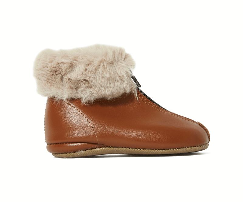 Buy Pepe Shoes Lined Zipper Booties Caramel