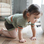 Shop Mes Kids Des Fleurs Shorts with pompom,  Dark Khaki