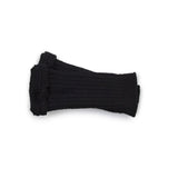 Collegien Mady Ribbed Merino Wool Mittens with Lace, Noir de Charbon