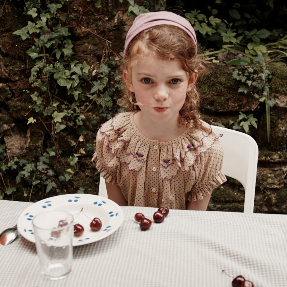 Buy Emile et Ida Blouse Double Col Brode, Pois Vert