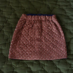 Bonjour Diary Quilted Skirt, Ecru Dots on Brown